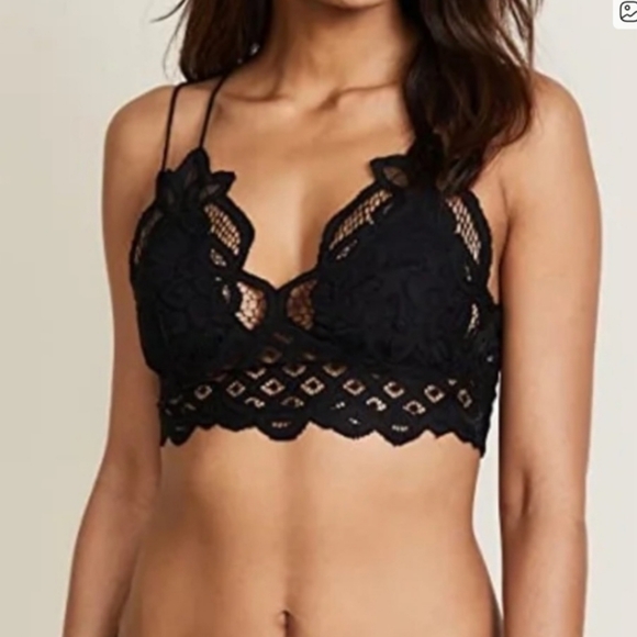 Free People Adella Bralette in Black - Size M - Cropped Lace - Picture 4 of 12